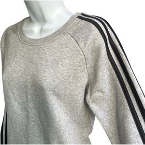 ✨3 for $18 ✨ ADIDAS Women’s Gray Crewneck Sweatshirt with Black Stripes